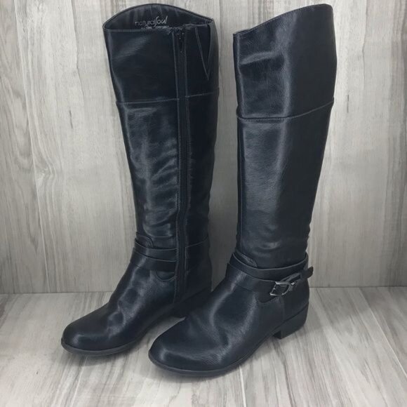 Natural Soul Boots Women's 6 Variant Black Riding Tall Knee High Sidee Zip - Picture 3 of 10